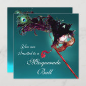 マーディ・グラス・マスカレード・ボール 青 招待状 (正面/裏面)