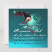 マーディ・グラス・マスカレード・ボール 青 招待状 (裏面)