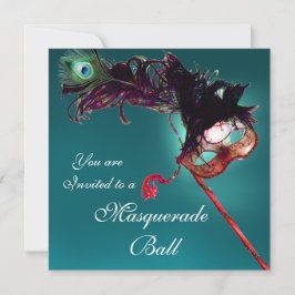 マーディ・グラス・マスカレード・ボール 青 招待状