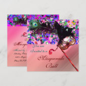 マーディ・グラス・マスクレード＆コンフェッティ シルク 招待状 (正面/裏面)