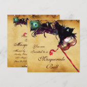 マーディ・グラス・マスク カルシファイン パーチメント 招待状 (正面/裏面)