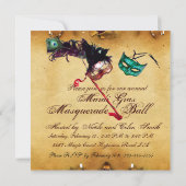 マーディ・グラス・マスク カーニバル・マスク 招待状 (裏面)