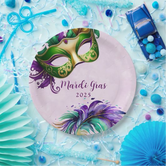 マーディ・グラス・マスク ペーパープレート (パーティー)