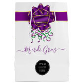 マーディ・グラス 会社 ロゴ ミディアムペーパーバッグ (裏面)