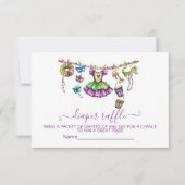 マーディ・グラス　洗濯物干し　少女　おむつ　ラッフル　カード 招待状 (正面)