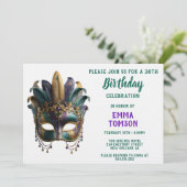 マーディ・グラス 王室の羽根のマスク 誕生日 招待状 (スタンド正面)