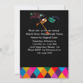 マーディ・グラー ハルレキン パターン カラフルな菱形 招待状 (裏面)