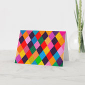 マーディ・グラ ハルレクイン パターン カラフルな菱形 カード (正面)