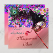 マーディ・グラ・マスカレード＆コンフェッティ シルク 招待状 (正面/裏面)