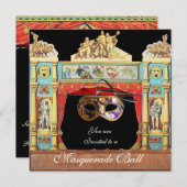 マーディ・グラ・マスカレード・ボール・マスク・シアター・ステージ 招待状 (正面/裏面)