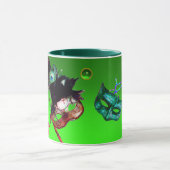 マーディ・グラ・マスク 緑のエメラルド宝石 マグカップ (中央)