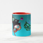 マーディ・グラ・マスク  青い宝石 マグカップ (中央)