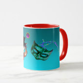 マーディ・グラ・マスク  青い宝石 マグカップ (正面右)