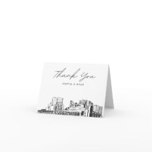 マートルビーチのスカイラインが描かれた無地の感謝カード