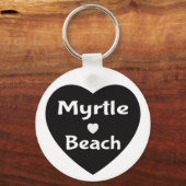 マートルビーチサウスカロライナハートブラックキーチェーン キーホルダー (正面)