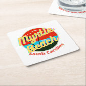 マートルビーチサウスカロライナレトロサンセット スクエアペーパーコースター (アングル)