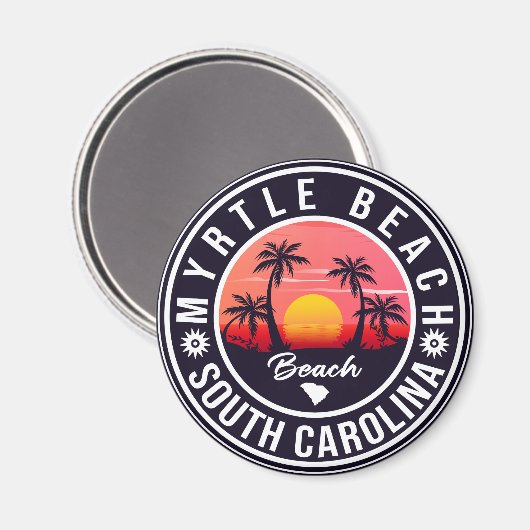 マートルビーチサウスカロライナ – ヴィンテージ60sお土産 マグネット (正面/裏面)