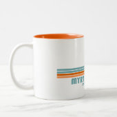 マートルビーチサウスカロライナSun Palm Trees ツートーンマグカップ (左)