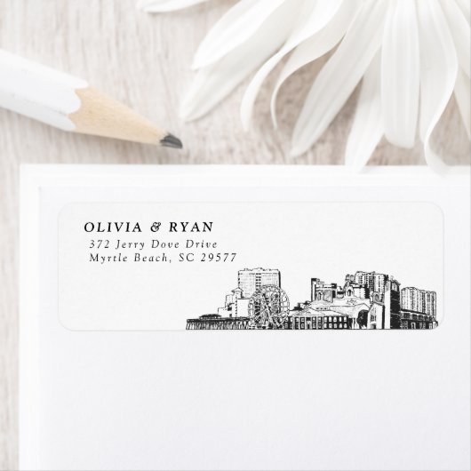 マートルビーチスカイラインモダン差出人住所ラベル ラベル (インサイチュ)