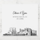 マートルビーチ結婚式パーソナライズされたシャンパンラベル スパークリングワインラベル (シングルラベル)