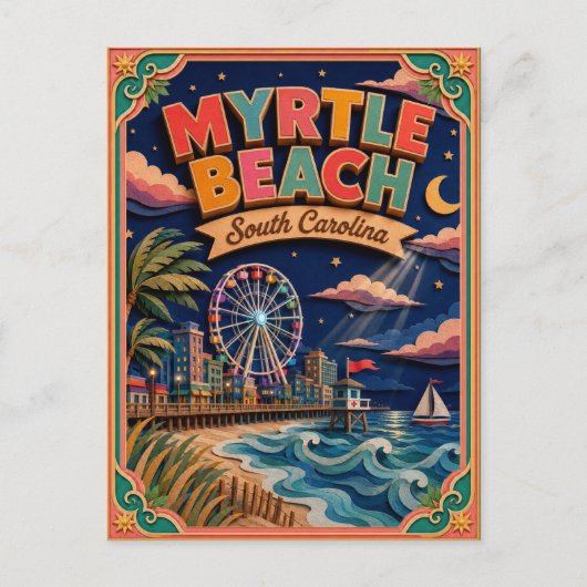 マートルビーチ サウスカロライナ州 アート ポストカード (正面)
