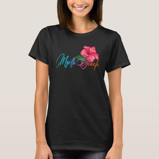 マートルビーチ ハイビスカスの花 カロライナビーチ ルアウ Tシャツ (正面)