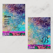 マートルモノグラム、ブルーターカーズピンク明るい赤紫色 名刺 (正面/裏面)