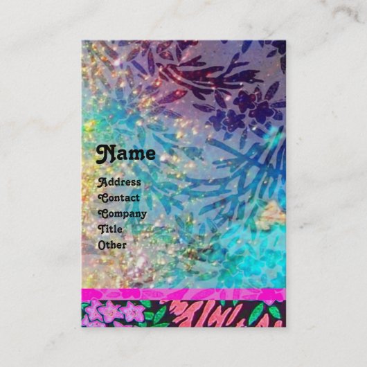 マートルモノグラム、ブルーターカーズピンク明るい赤紫色 名刺 (正面)