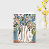 マードブルーフローラグリーティングカード カード (黄色い花)