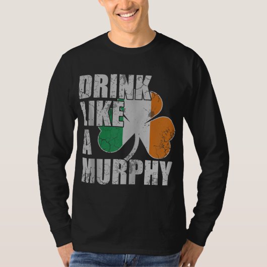 マーフィー・アイリッシュ・St patricks day・ジップのように飲む Tシャツ (正面)