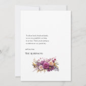 マーブとゴールドの花柄ウェディング サンキューカード (裏面)