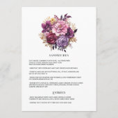 マーブとゴールドの花柄ウェディング メニュー (裏面)