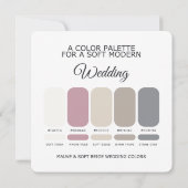 マーブとベージュのウェディングカラーパレットカード 招待状 (裏面)