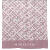 マーブとホワイトのギリシャ鍵モノグラム シャワーカーテン (正面)