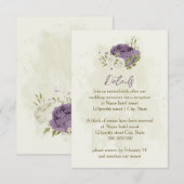 マーブの白い花と緑のウェディングディテール エンクロージャーカード (正面/裏面)