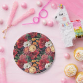 マーブの菊と赤いアマリリス オータム ペーパープレート (パーティー)