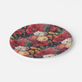 マーブの菊と赤いアマリリス オータム ペーパープレート (アングル)