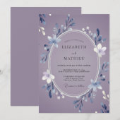 マーブの霜の降りた冬のウェディング 招待状 (正面/裏面)