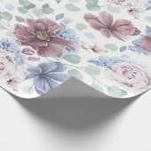 マーブアンドダスティブルーボタニカルエレガントフローラ ラッピングペーパー (角)