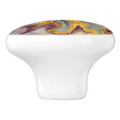 マーブスタイリッシュル抽象芸術ムーブティール(緑がかった色)フェイク金ゴールド セラミックノブ (側面)