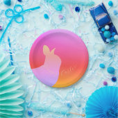 マーブバニー付きピンク ペーパープレート (パーティー)