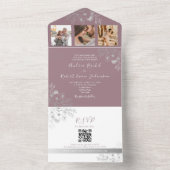 マーブパープルの結婚式QRコード オールインワン招待状 (内側)