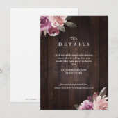 マーブパープルの花の農村風の木の結婚式の詳細 エンクロージャーカード (正面/裏面)