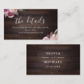 マーブパープルフローラ素朴結婚木材の詳細 プレイスカード (正面/裏面)