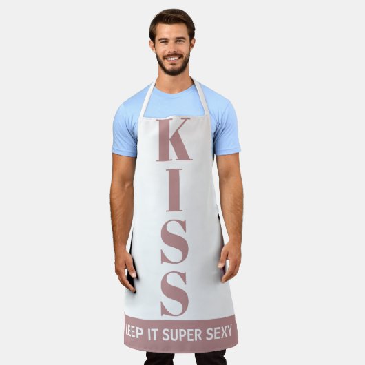 マーブピンクと白保いItセクシすごいキス エプロン (着用した状態)