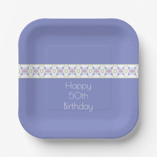 マーブピンクと白 ペーパープレート (正面)