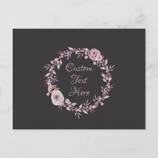 マーブピンクのエレガントな花モチーフの女の子のベビーシャワー インビテーションポストカード (裏面)