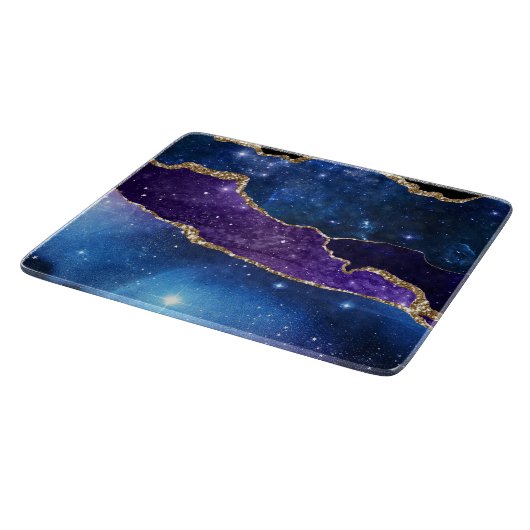 マーブフェイクルアゲートストーン銀河系スパークリ輝くー カッティングボード (角)