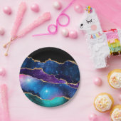 マーブフェイクルアゲートストーン銀河系スパークリ輝くー ペーパープレート (パーティー)