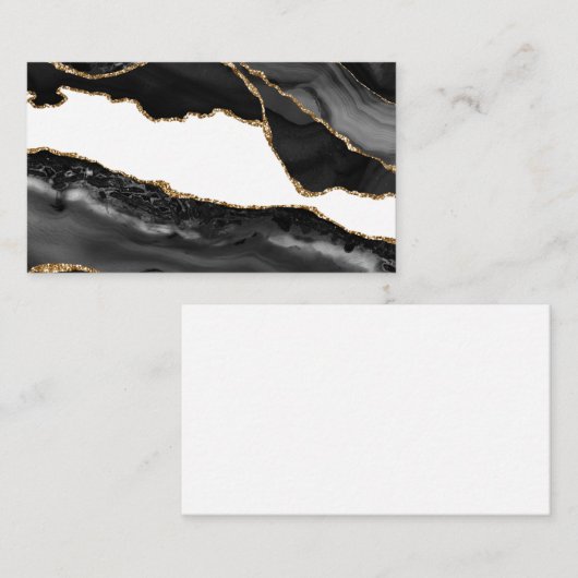マーブフェイクルアゲートブラックススタイリッシュトーンラグジュアリー 名刺 (正面/裏面)